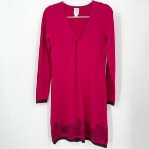 Title Nine Salt Sweater Dress Size Small‎ Floral Print Knit Pink Brown